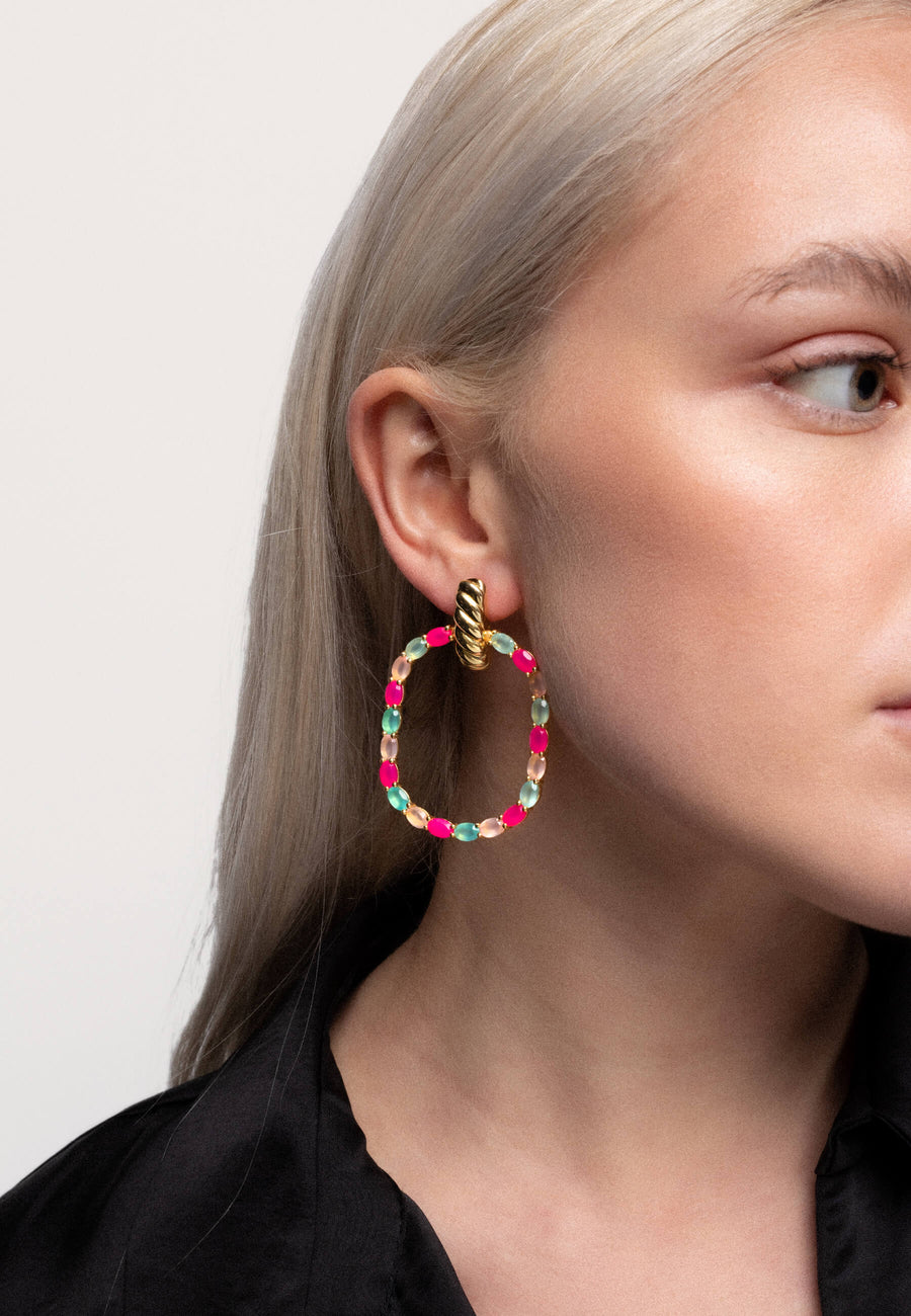 Lavani Pendientes Twiggy Buganvilla Y Verde Agua