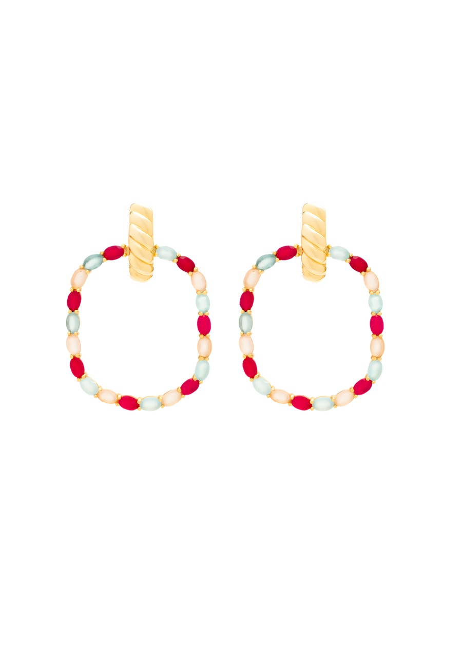 lavani Pendientes Twiggy Buganvilla y Verde agua