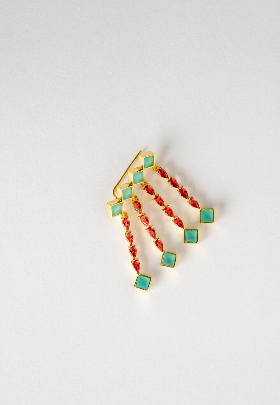 Lavani Pendientes Trepadores Verde Agua Y Rosa Odeon