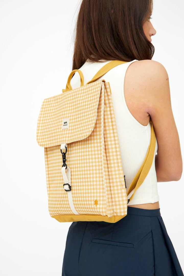 Lefrik Mochila Handy Mini Vichy Mustard