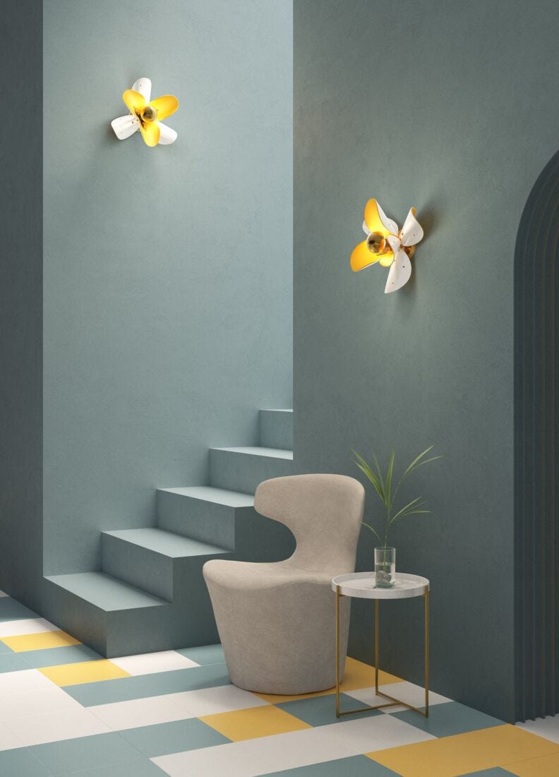 Lladro Aplique De Luz Blossom. Blanco Y Oro. (CE/UK/CCC)