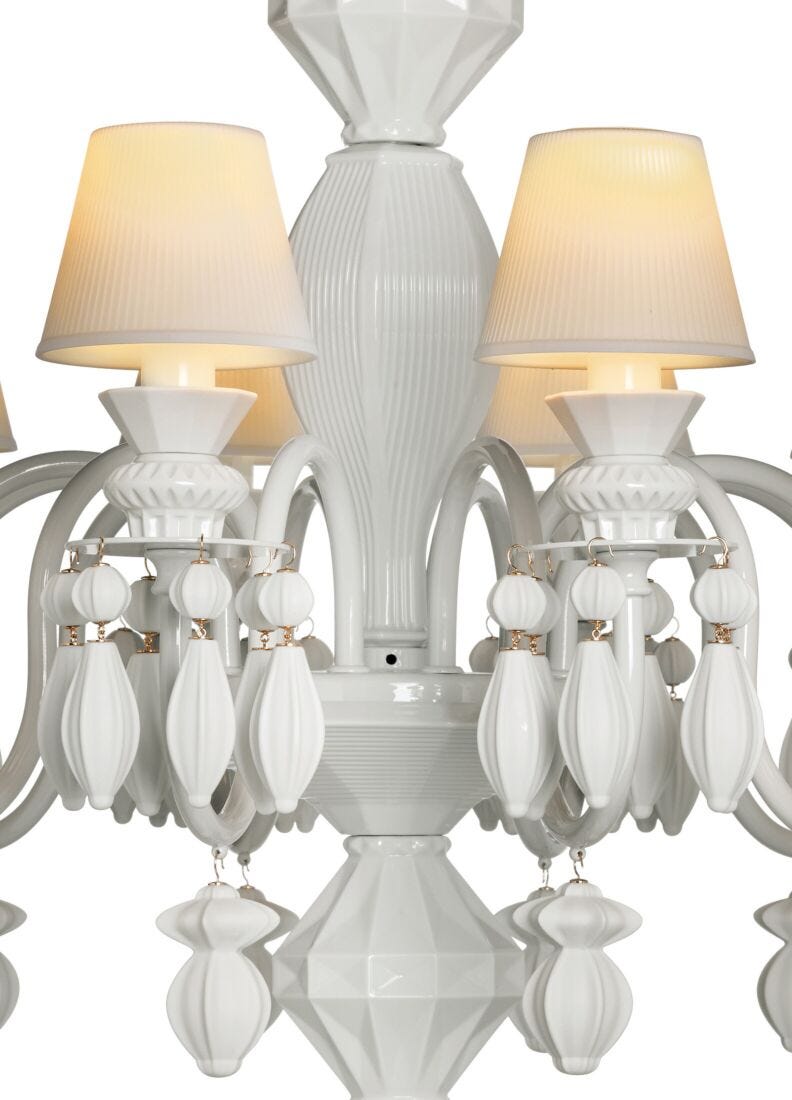 Lladro Chandelier Belle De Nuit 12 Luces. Blanco (CE/UK/CCC)
