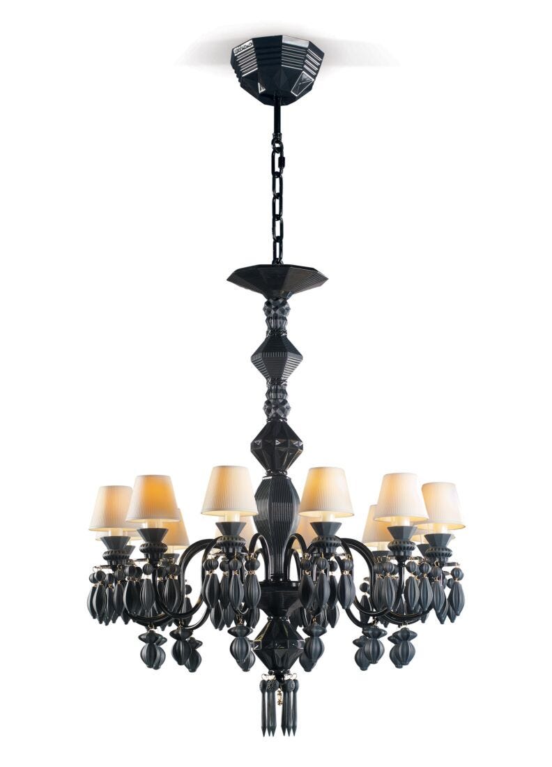 Lladro Chandelier Belle De Nuit 12 Luces. Negro Absoluto (CE/UK/CCC)