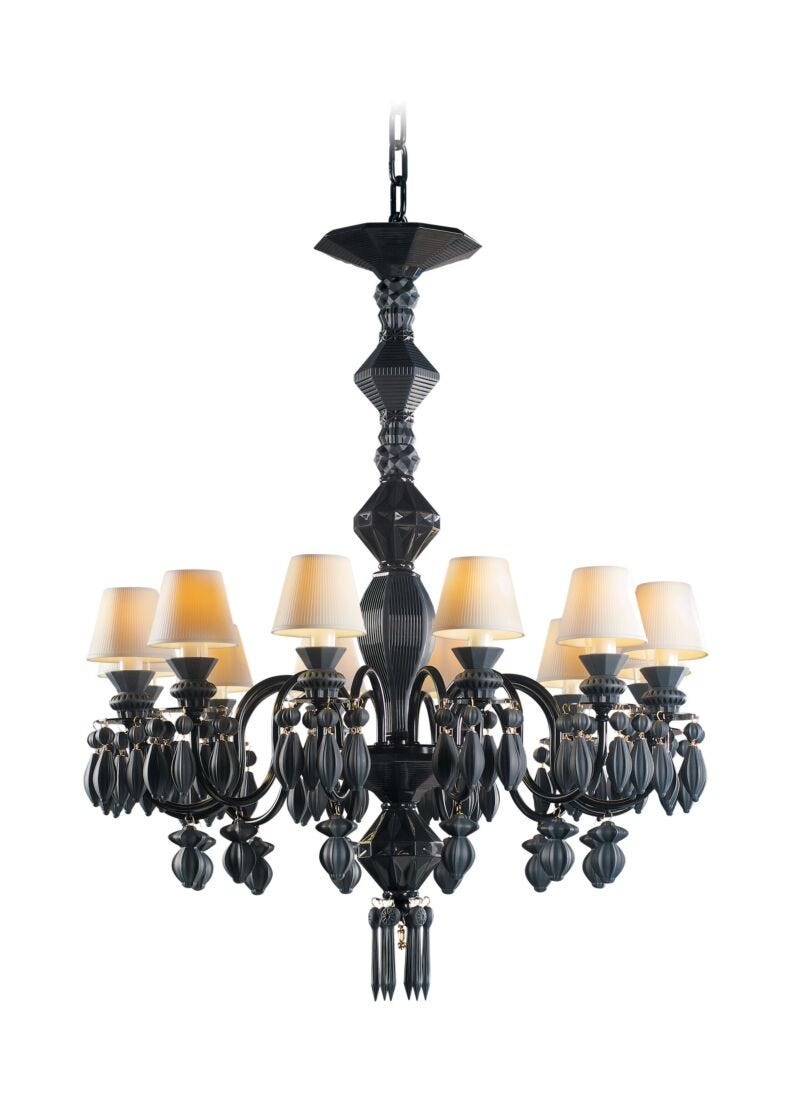 lladro Chandelier Belle de Nuit 12 luces. Negro absoluto (CE/UK/CCC)