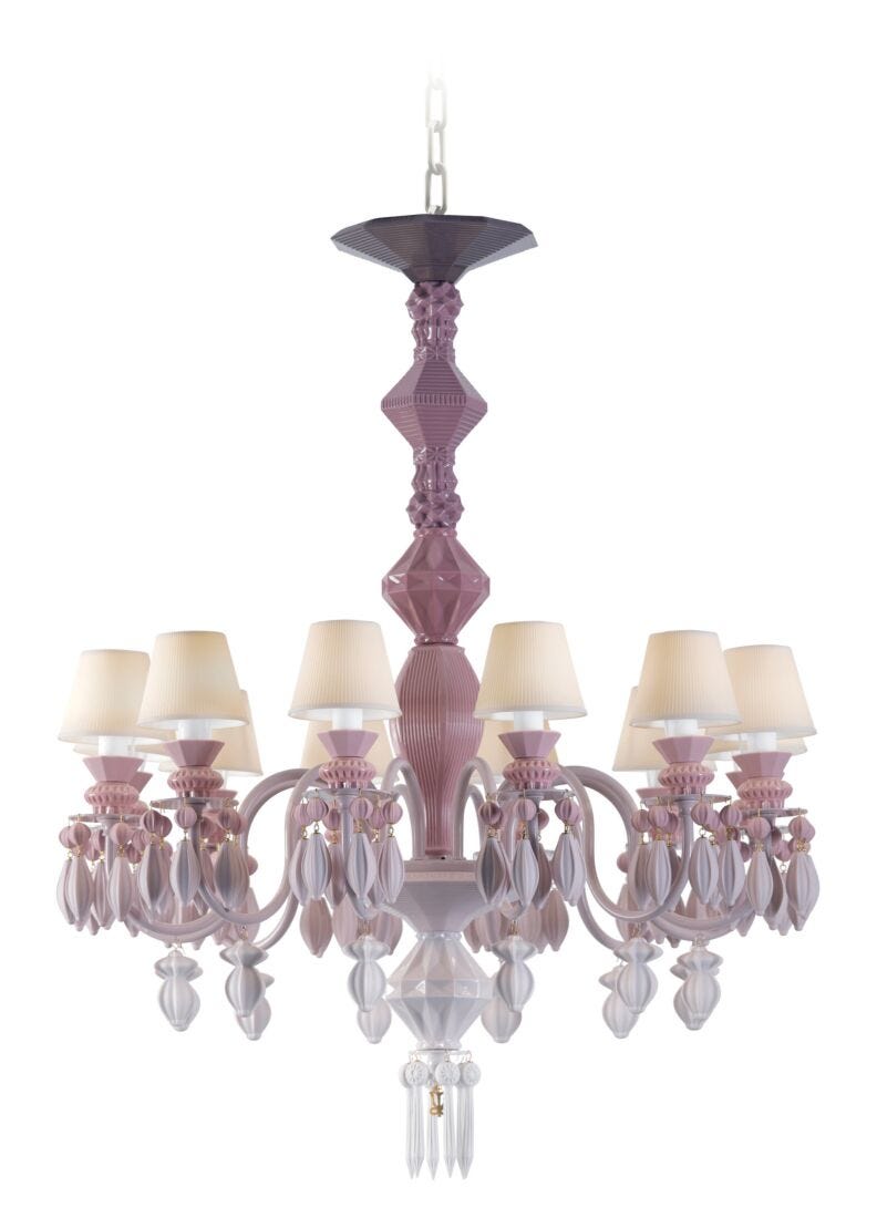 Lladro Chandelier Belle De Nuit 12 Luces. Rosa (CE/UK/CCC)