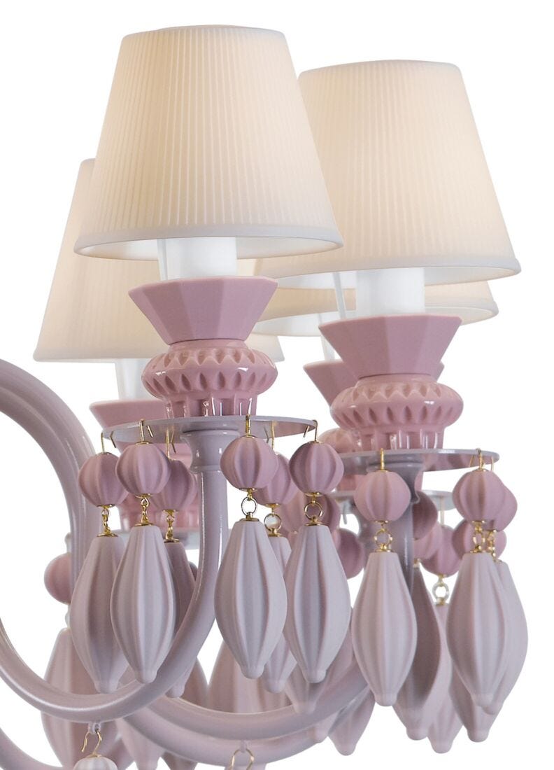 lladro Chandelier Belle de Nuit 12 luces. Rosa (CE/UK/CCC)
