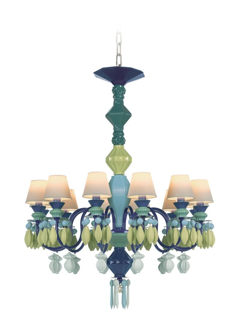 Lladro Chandelier Belle De Nuit 12 Luces. Verde (CE/UK/CCC)