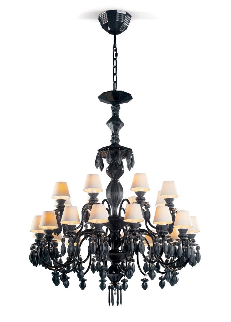 Lladro Chandelier Belle De Nuit 24 Luces. Negro Absoluto (CE/UK/CCC)