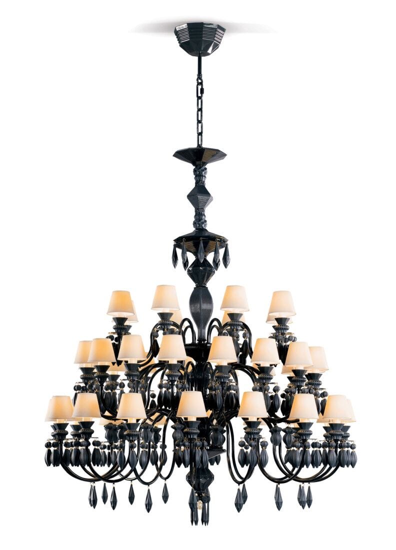 Lladro Chandelier Belle De Nuit 40 Luces. Negro Absoluto (CE/UK)