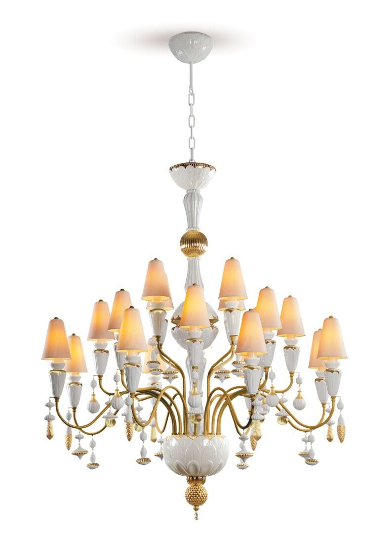 Lladro Chandelier Ivy And Seed 20 Luces. Lustre Oro. Mediano (CE/UK/CCC)