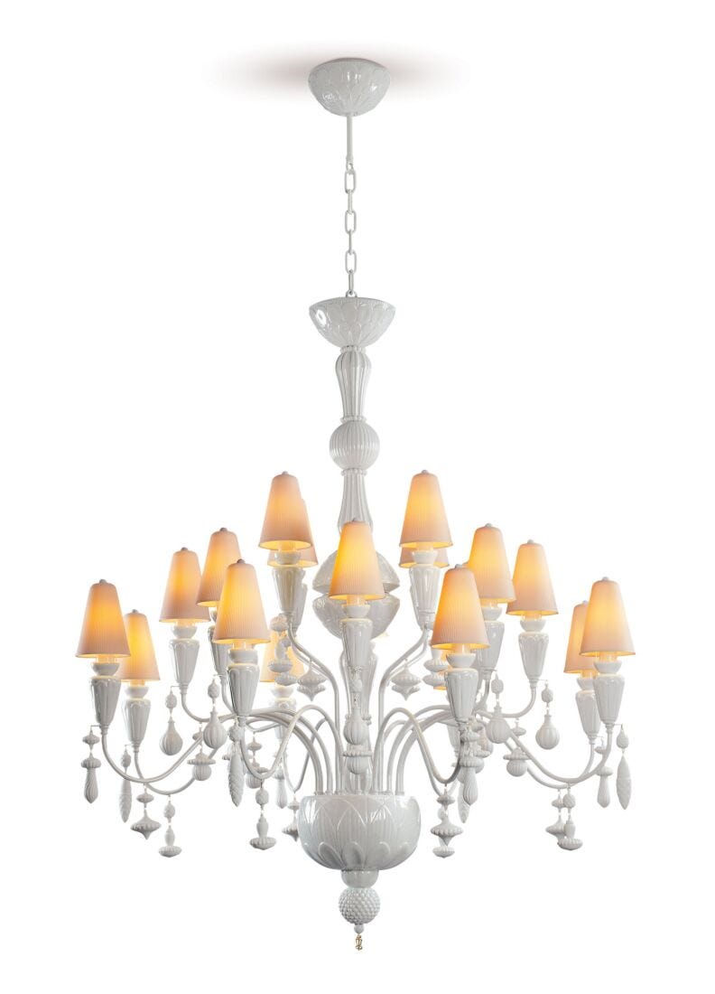Lladro Chandelier Ivy And Seed 20 Luces. Mediano. Blanco (CE/UK/CCC)