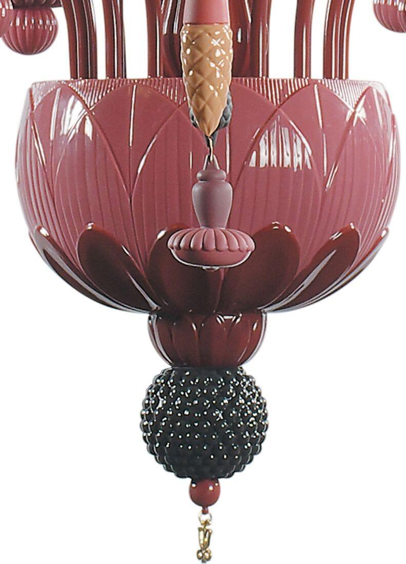 Lladro Chandelier Ivy And Seed 20 Luces. Mediano. Coral Rojo (CE/UK/CCC)