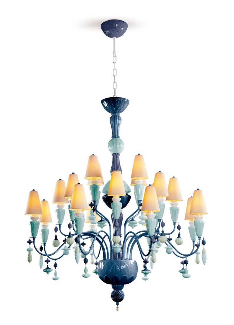 Lladro Chandelier Ivy And Seed 20 Luces. Mediano. Océano (CE/UK/CCC)