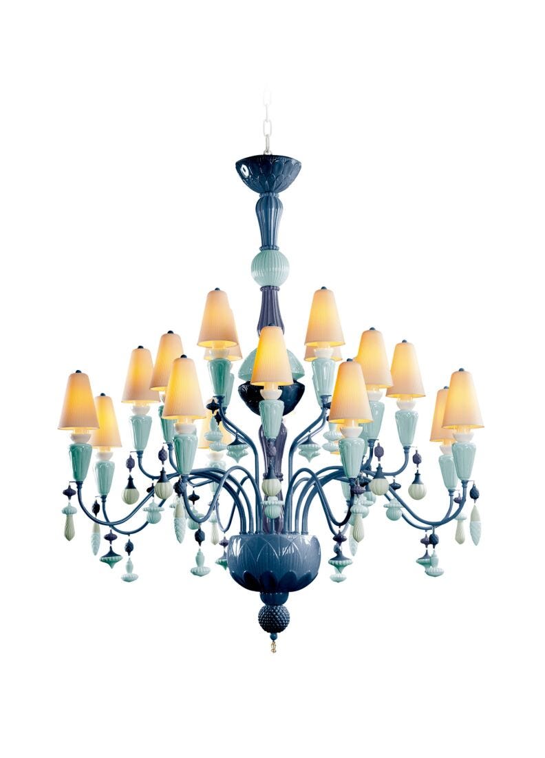Lladro Chandelier Ivy And Seed 20 Luces. Mediano. Océano (CE/UK/CCC)