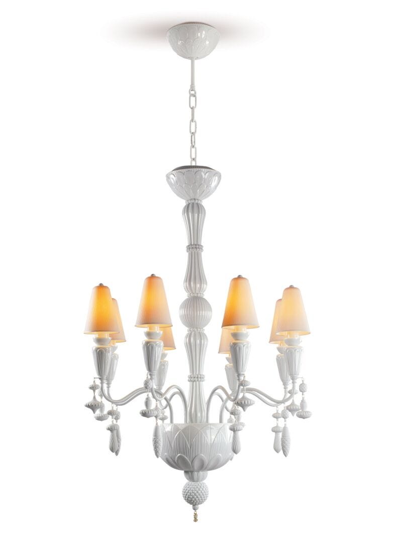 Lladro Chandelier Ivy And Seed 8 Luces. Blanco (CE/UK/CCC)