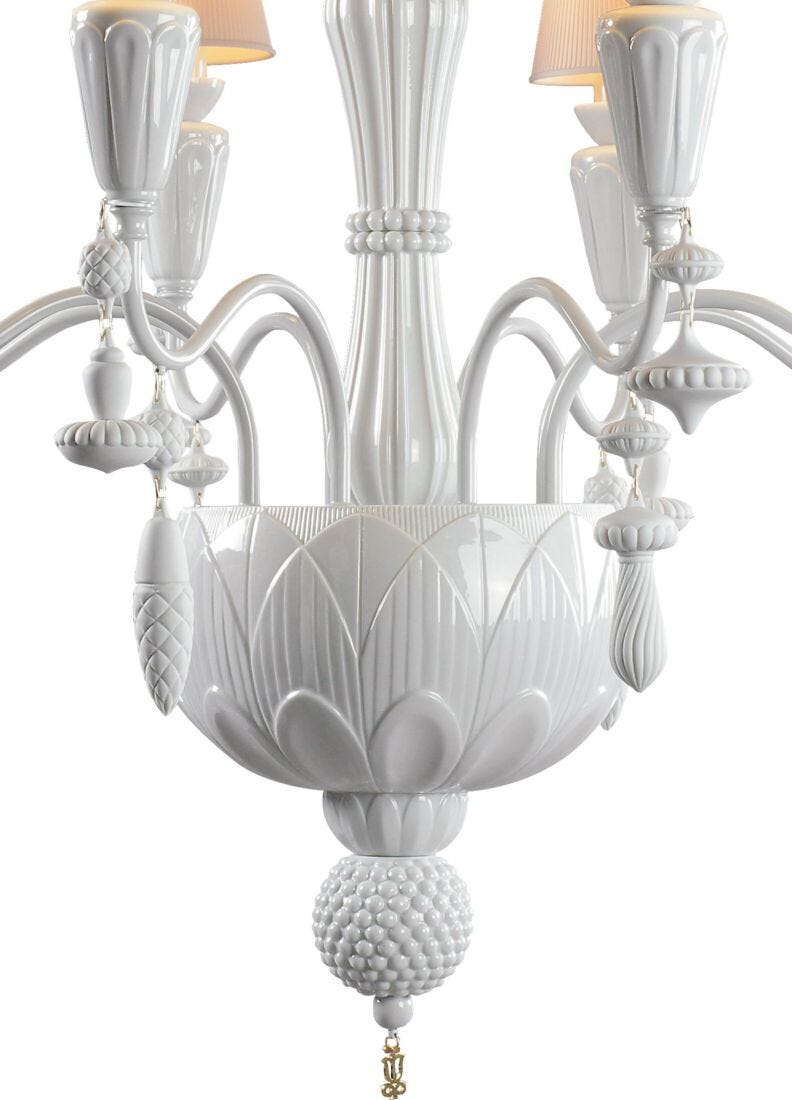 Lladro Chandelier Ivy And Seed 8 Luces. Blanco (CE/UK/CCC)