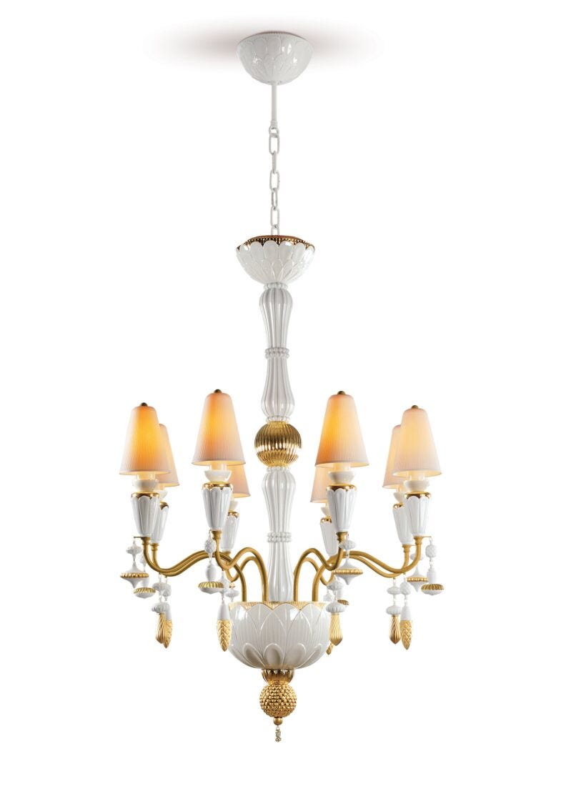 Lladro Chandelier Ivy And Seed 8 Luces. Lustre Oro (CE/UK/CCC)