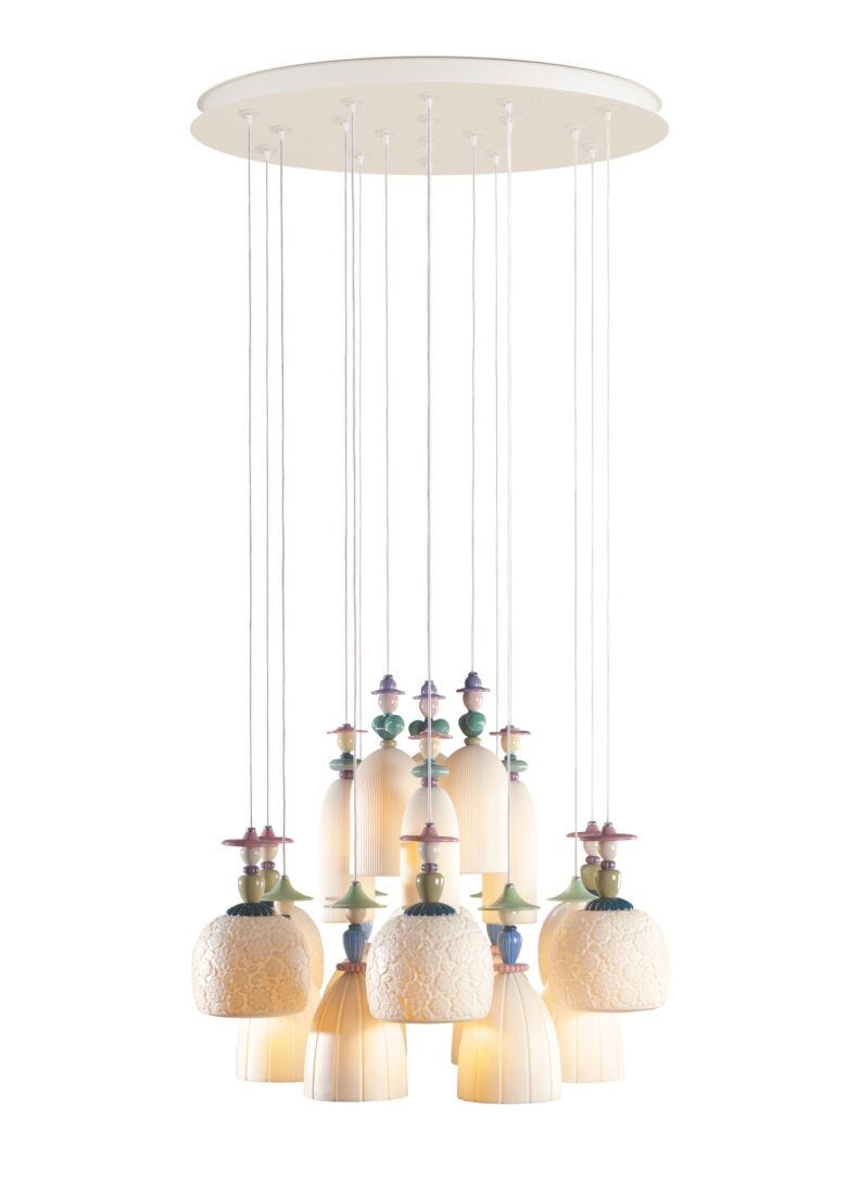 Lladro Chandelier Mademoiselle Bailando Sobre La Arena 18 Luces (CE/UK/CCC)