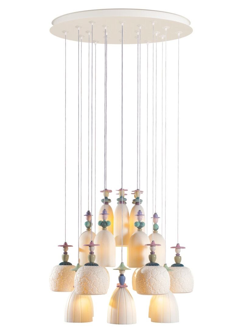 Lladro Chandelier Mademoiselle Paseando Entre Azahar 24 Luces (CE/UK/CCC)