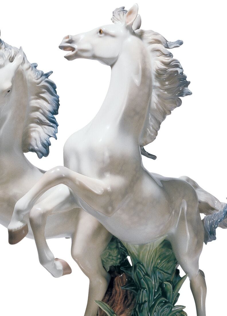 Lladro Escultura Caballos Libres Como El Viento. Serie Limitada