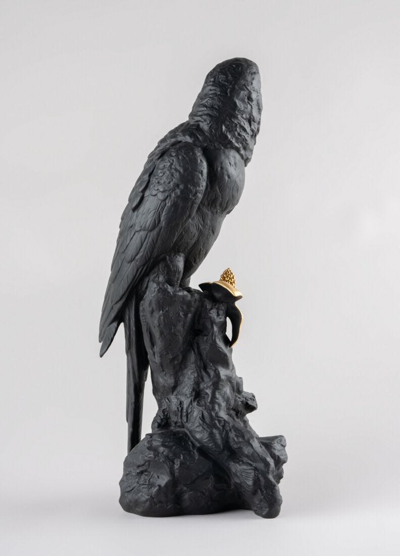 Lladro Escultura Guacamayo. Negro Y Dorado. Serie Limitada
