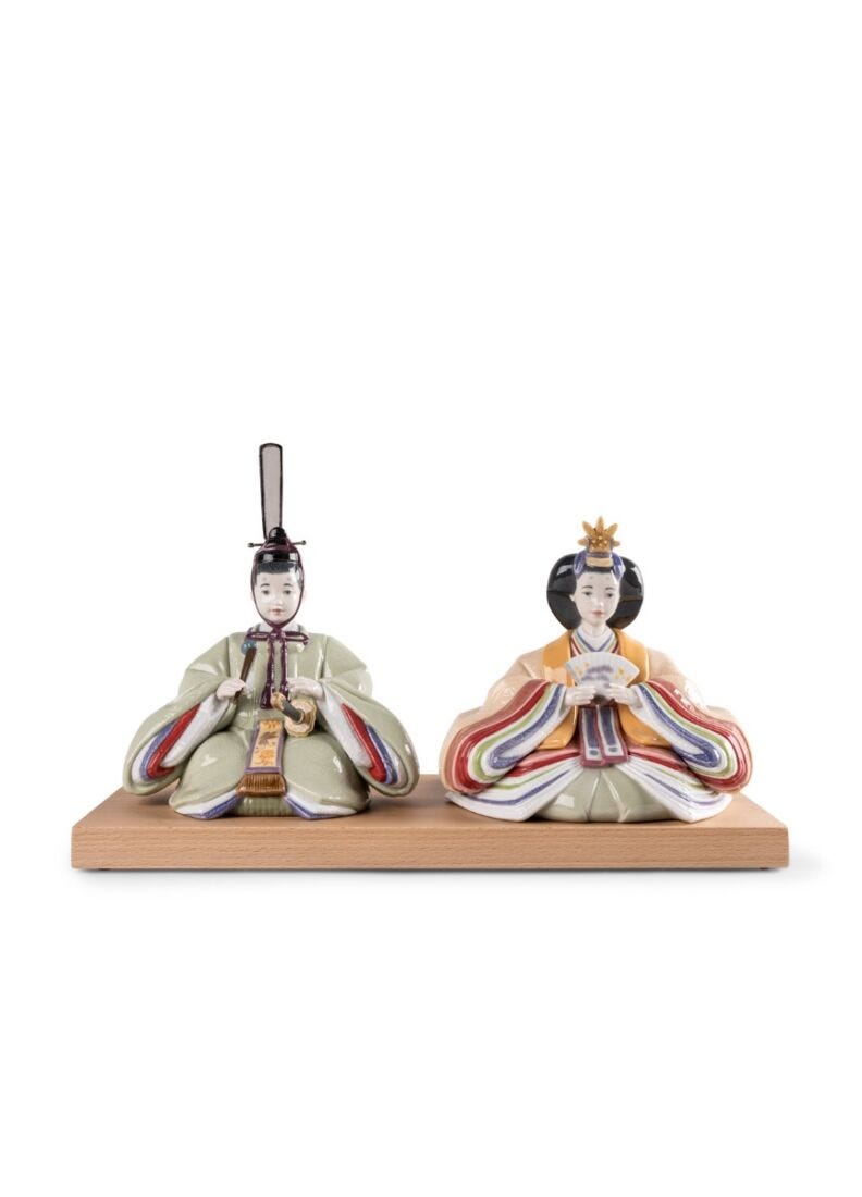 lladro Escultura Hina Dolls. Verde-amarillo. Serie Limitada