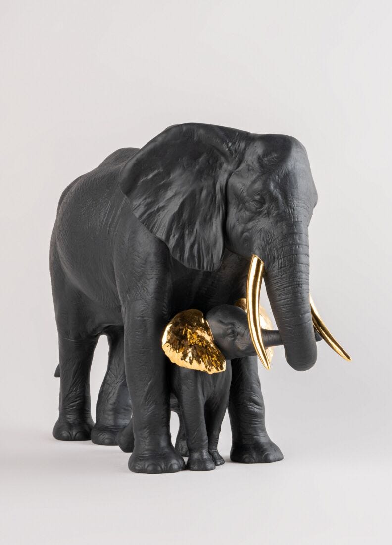 Lladro Escultura Mostrando El Camino. Negro Y Dorado. Serie Limitada