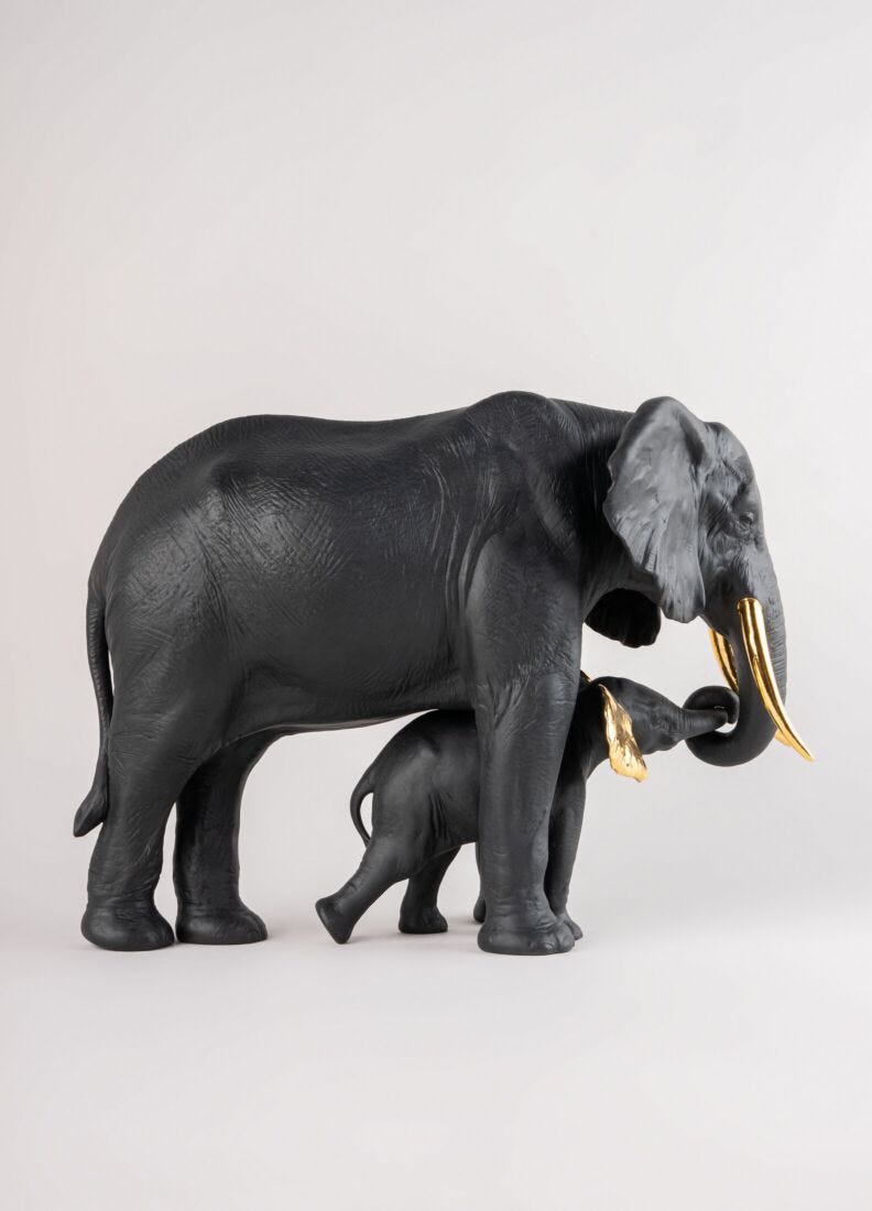 Lladro Escultura Mostrando El Camino. Negro Y Dorado. Serie Limitada