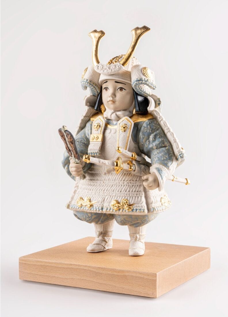 Lladro Escultura Niño Samurái. Blanco. Serie Limitada