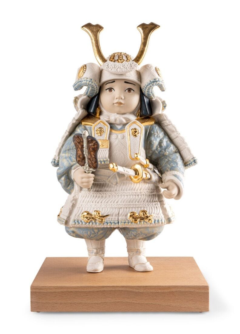 lladro Escultura Niño Samurái. Blanco. Serie Limitada