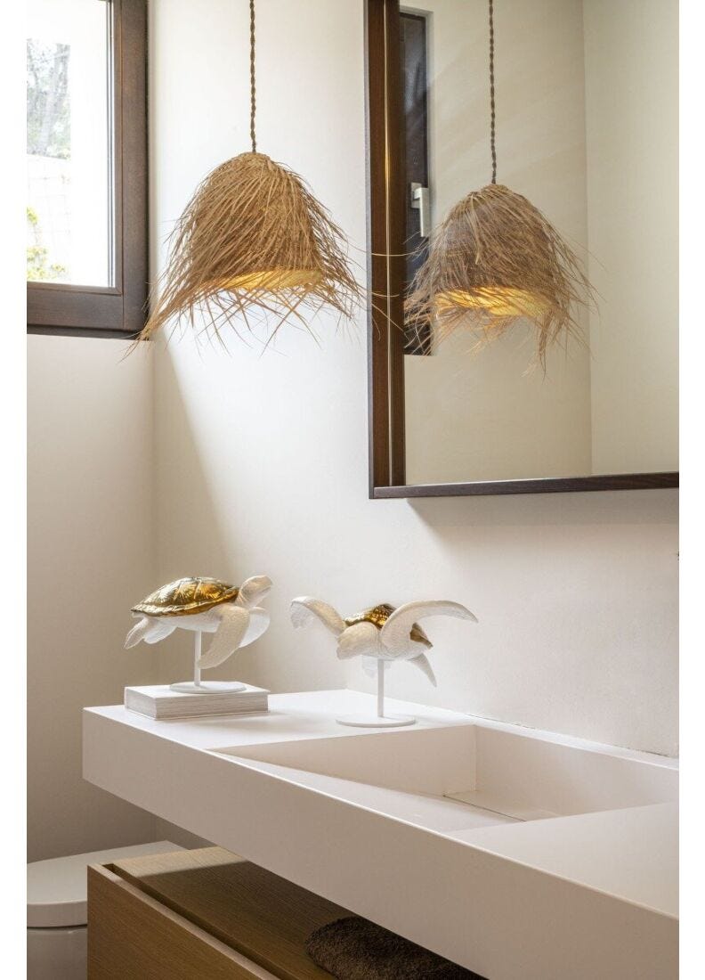 Lladro Escultura Pareja De Tortugas Marinas (blanco – Cobre)