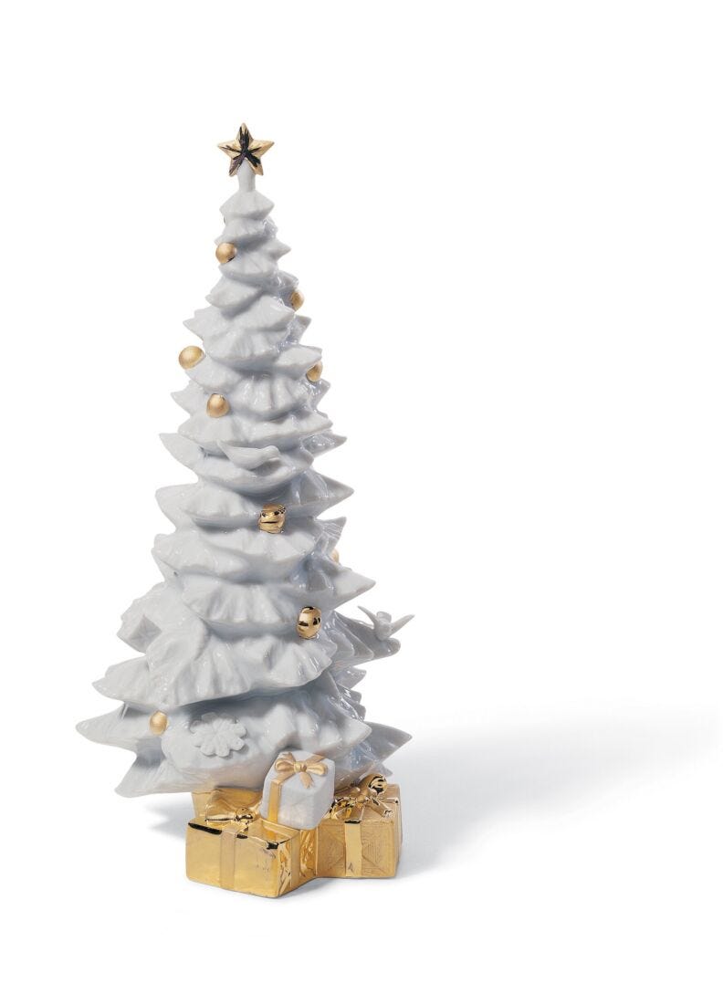 Lladro Figura Árbol De Navidad Con Regalos. Lustre Oro