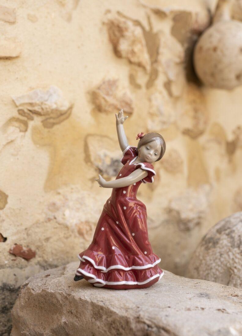 Lladro Figura Bailaorita Con Los Brazos Arriba. Rojo