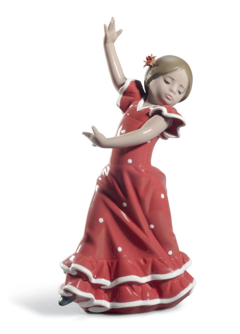 lladro Figura Bailaorita con los brazos arriba. Rojo
