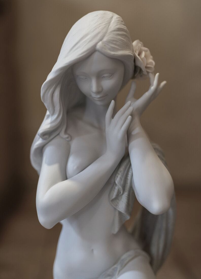 Lladro Figura Mujer Cándida Luz De Luna. Blanco. Serie Limitada