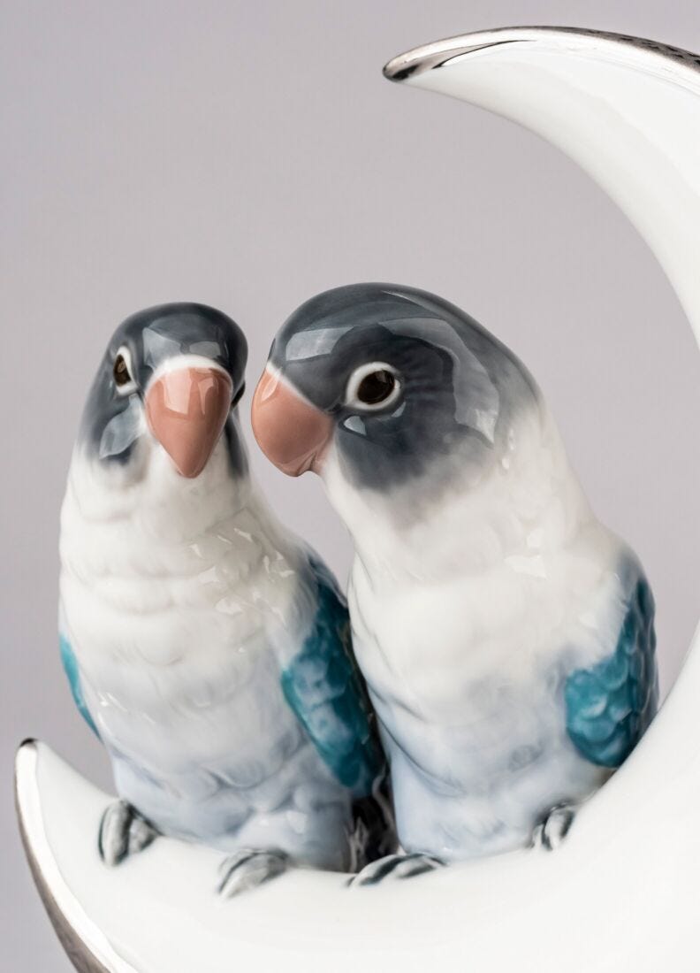 Lladro Figura Pájaros Llévame A La Luna. Lustre Plata