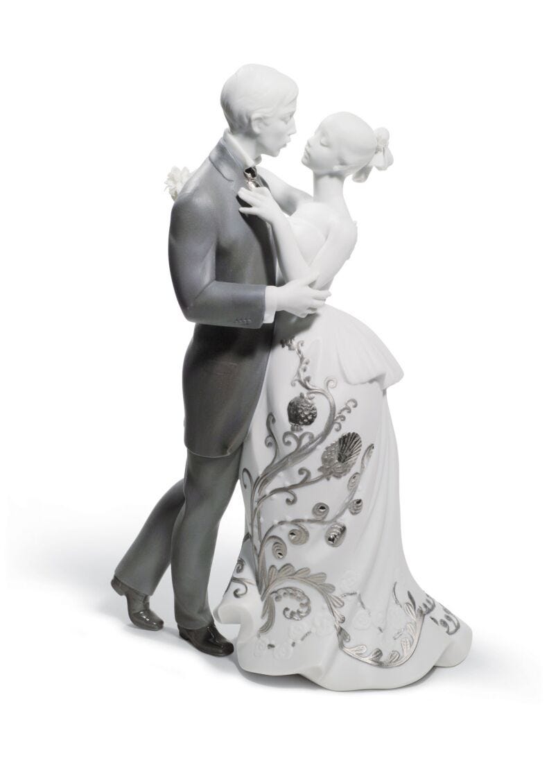Lladro Figura Pareja El Vals De Los Novios. Lustre Plata