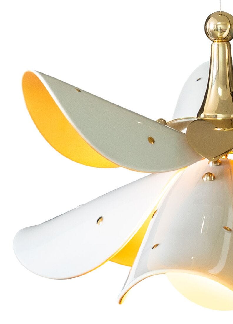 Lladro Lámpara Colgante Blossom. Blanco-oro (CE/UK/CCC)