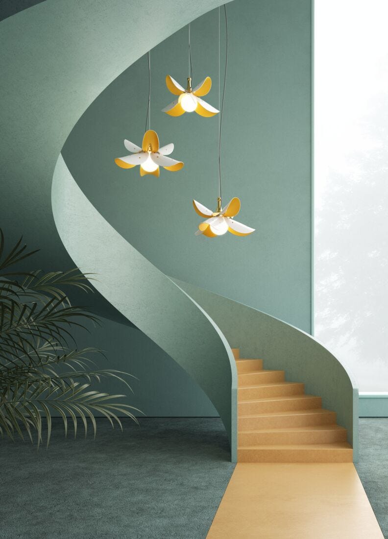 lladro Lámpara colgante Blossom. Blanco-oro (CE/UK/CCC)