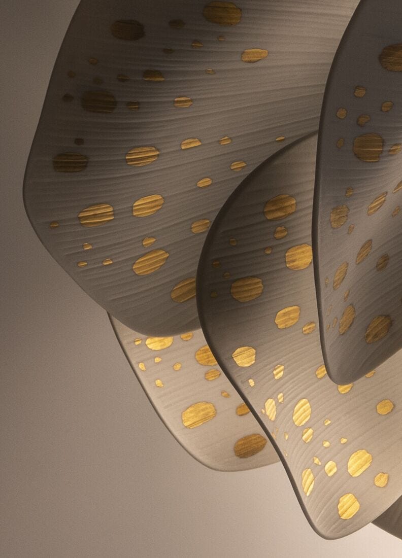 Lladro Lámpara Colgante Nightbloom 60cm. Blanco Y Oro. (CE/UK)