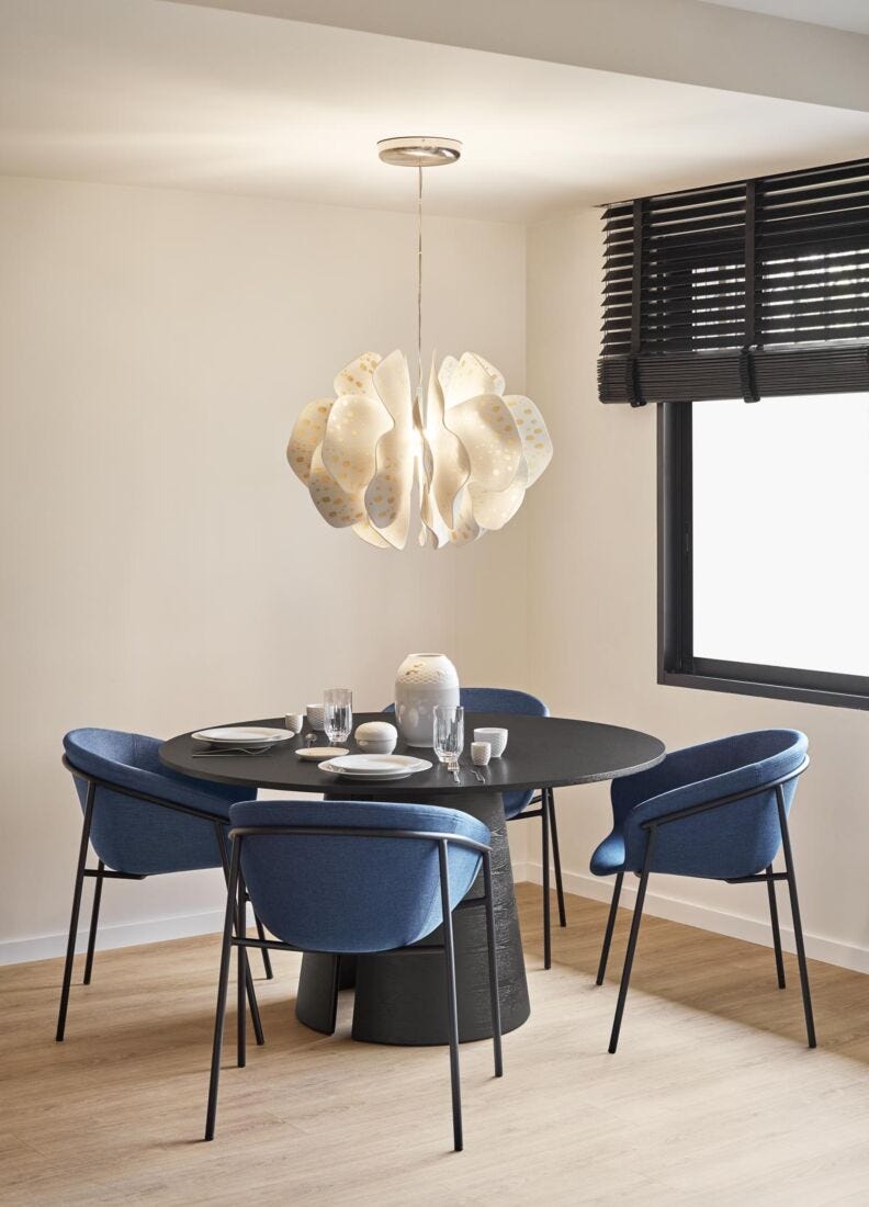 lladro Lámpara colgante Nightbloom 60cm. Blanco y oro. (CE/UK)