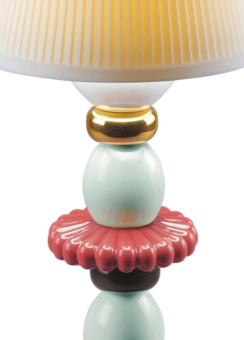 Lladro Lámpara De Mesa Firefly Lotus Otoño Dorado. Coral