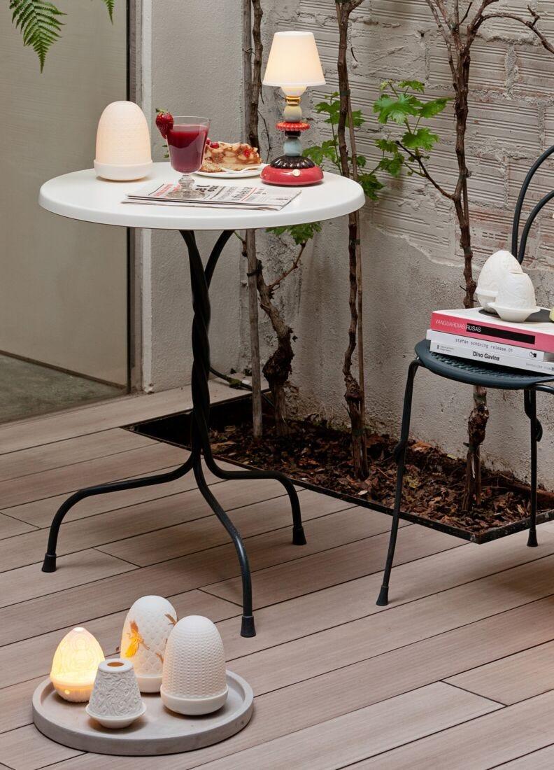 Lladro Lámpara De Mesa Firefly Lotus Otoño Dorado. Coral