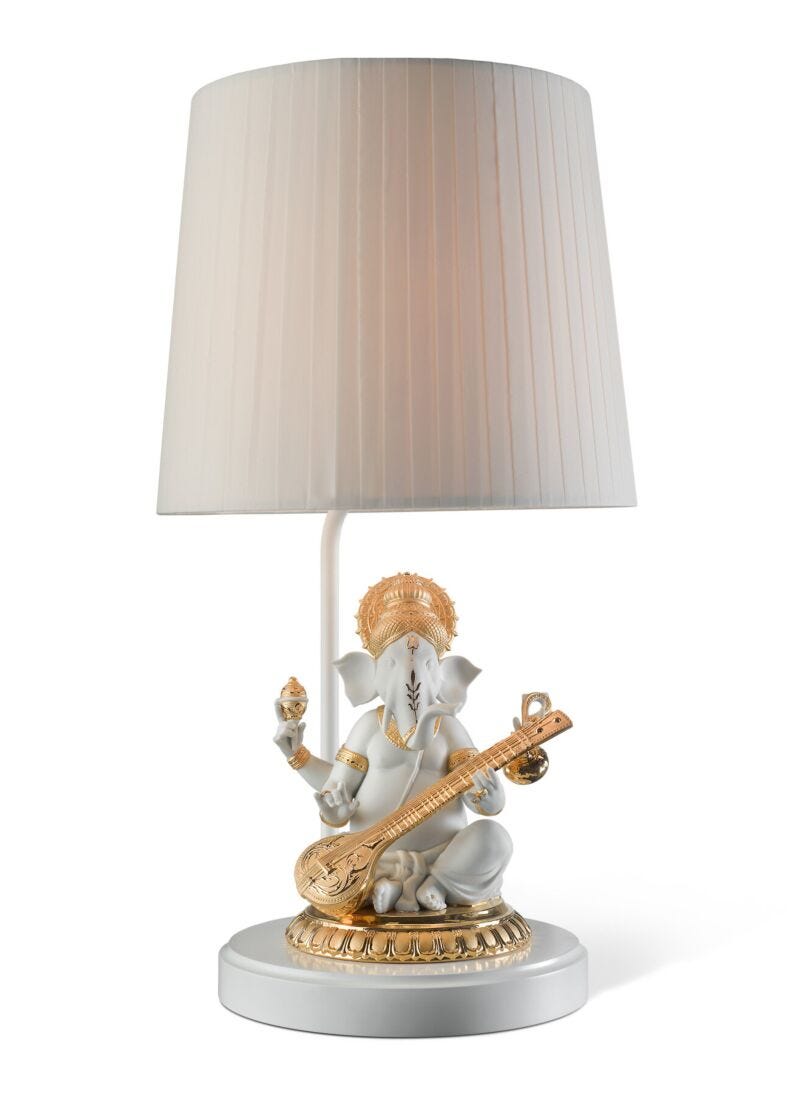 Lladro Lámpara De Mesa Ganesha Con Veena. Lustre Oro (CE)