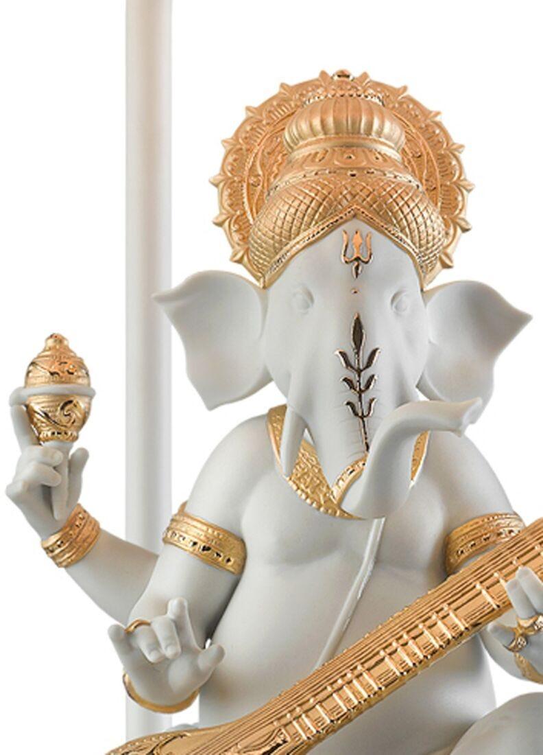 Lladro Lámpara De Mesa Ganesha Con Veena. Lustre Oro (CE)