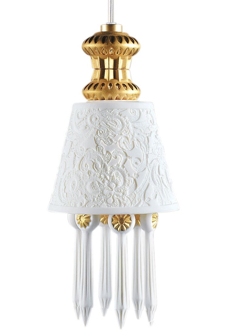 lladro Lámpara de techo con Litofanía Belle de Nuit. Lustre oro (CE/UK)