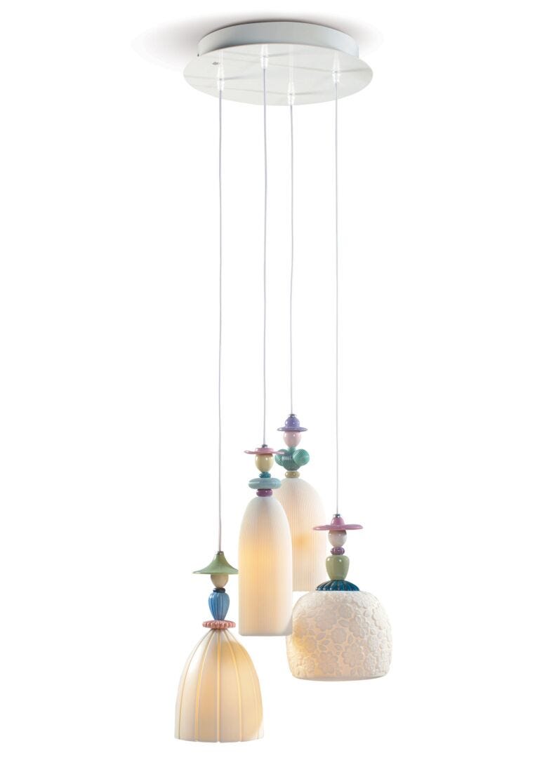 Lladro Lámpara De Techo Mademoiselle Caminando Por La Playa 4 Luces (CE/UK/CCC)