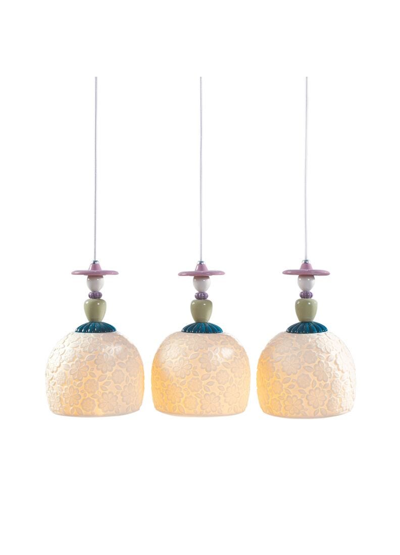 Lladro Lámpara De Techo Mademoiselle Contemplando El Océano 3 Luces. Florón Lineal (CE/UK/CCC)