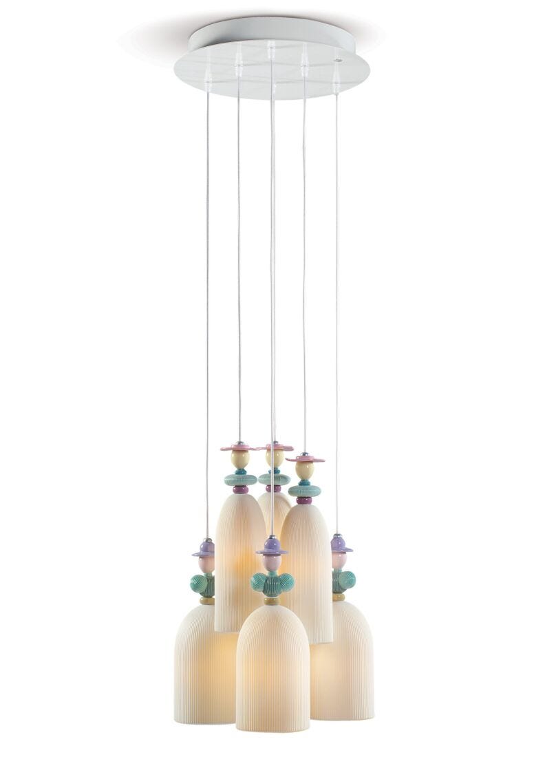 Lladro Lámpara De Techo Mademoiselle Reunión En El Jardín 6 Luces (CE/UK/CCC)