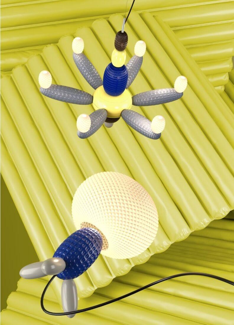 Lladro Chandelier Soft Blown. Azul (CE/UK)